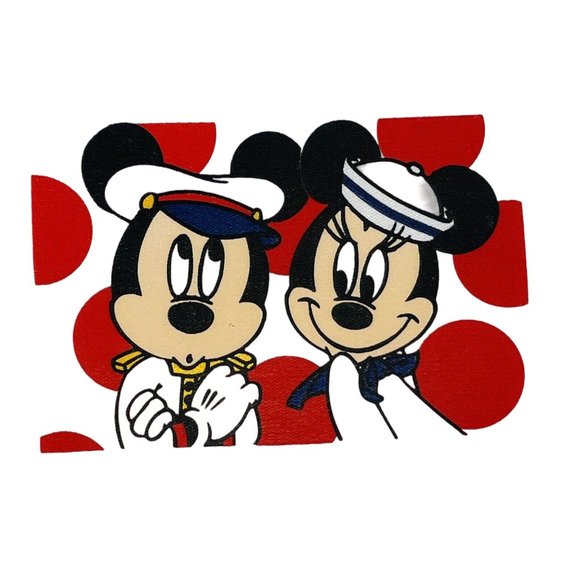 Vintage Walt Disney Blue Polkadot Mickey Minnie Mouse Woven 3” Sew On Label - Picture 4 of 4